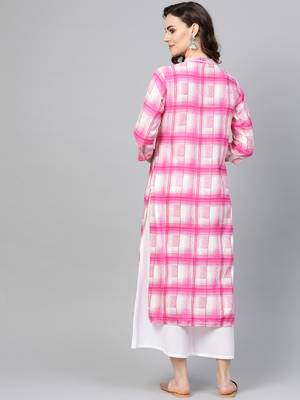 Pink woven rayon kurta-sets 2
