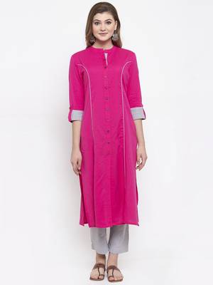 Pink woven cotton kurta-sets 1