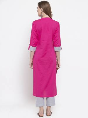 Pink woven cotton kurta-sets 2