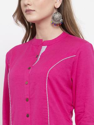 Pink woven cotton kurta-sets 5