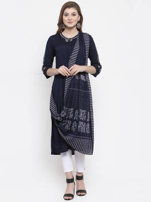 Blue woven rayon kurta-sets 1