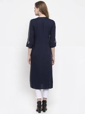 Blue woven rayon kurta-sets 2