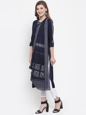 Blue woven rayon kurta-sets 3