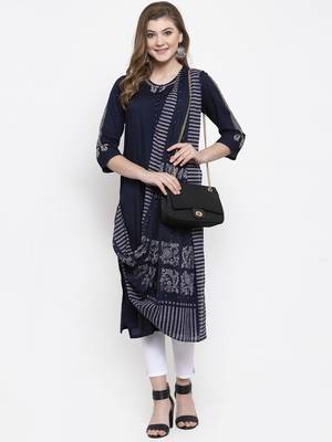 Blue woven rayon kurta-sets 4