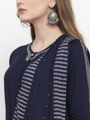 Blue woven rayon kurta-sets 5