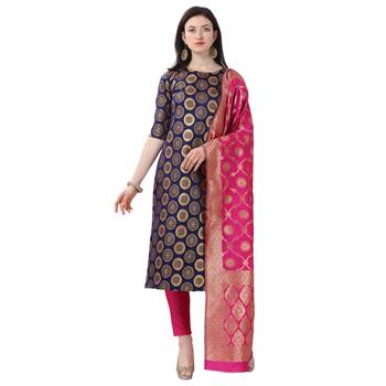 Elora Cotton Jacquard Unstitched Woven Salwar Suit Dress Material for Women 1