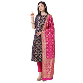 Elora Cotton Jacquard Unstitched Woven Salwar Suit Dress Material for Women 2