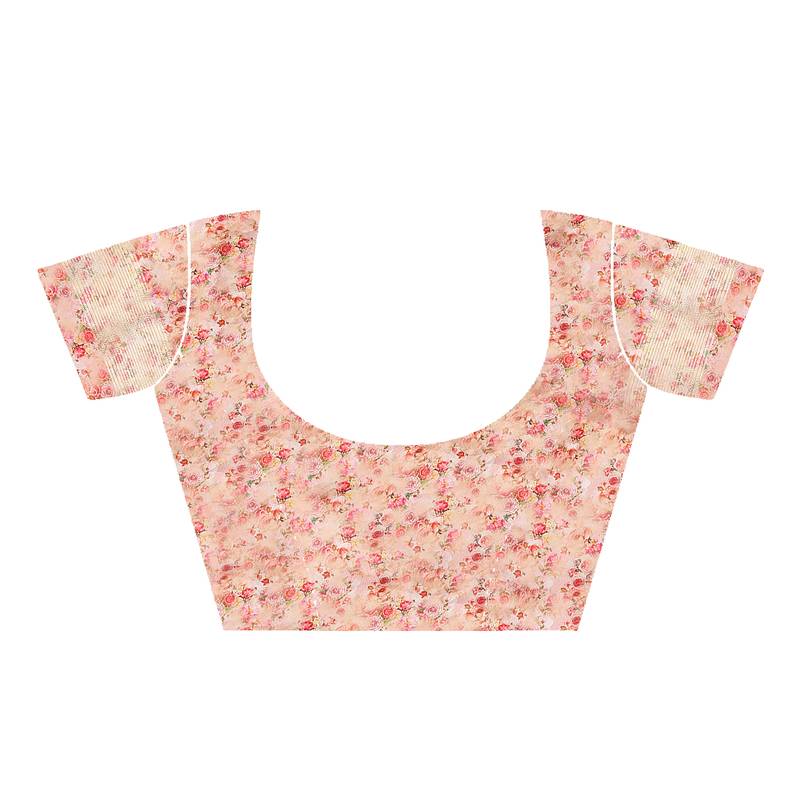 beige woven organza silk saree with blouse piece