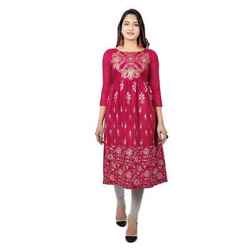 Maroon Foil Print kurta 1