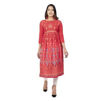 Light Red Printed Kurta 1