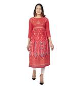 Light Red Printed Kurta