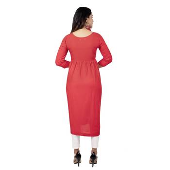 Light Red Printed Kurta 2