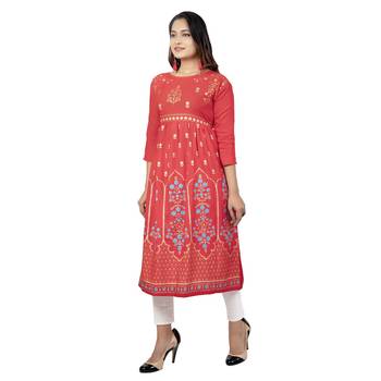 Light Red Printed Kurta 3