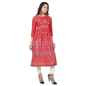 Light Red Printed Kurta 4