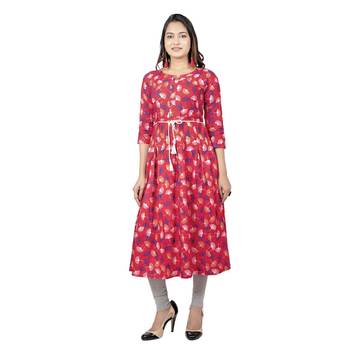 Light Red Printed Kurta 1