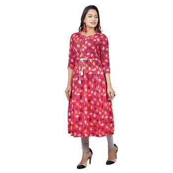 Light Red Printed Kurta 3