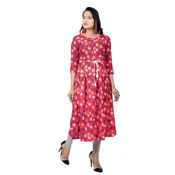 Light Red Printed Kurta 4