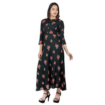 Dark Green Printed Kurta 3