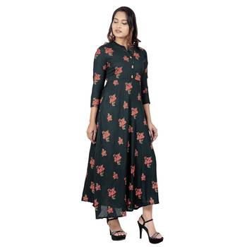 Dark Green Printed Kurta 4