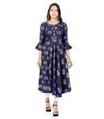 Navy Foil Printed Kurta