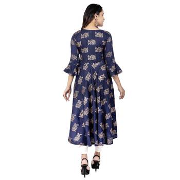 Navy Foil Printed Kurta 2