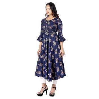 Navy Foil Printed Kurta 3