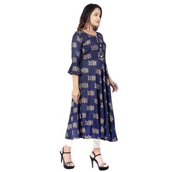 Navy Foil Printed Kurta 4