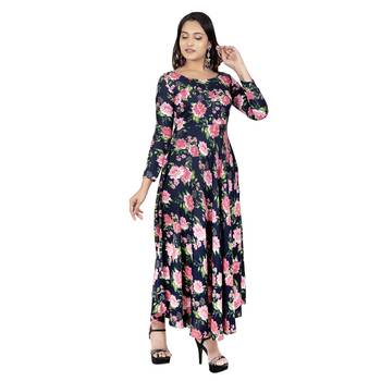 Navy Printed Kurta 4