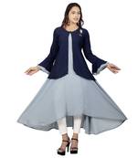 Navy Grey Soild Kurta