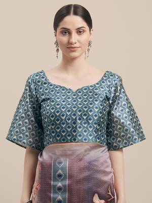 Multi Silk Blend Floral Print With Tassels Saree With Blouse 3