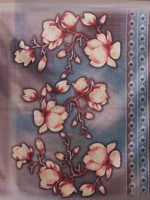 Multi Silk Blend Floral Print With Tassels Saree With Blouse 5