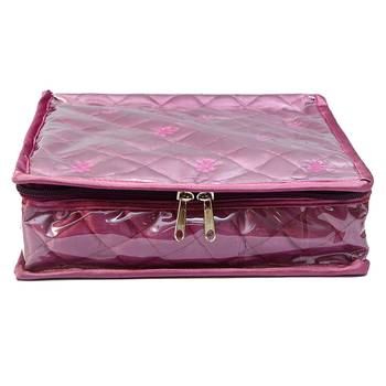Atorakushon Satin purple Multipurpose Make Up Pouch Jewellery Cosmetic Organizer Necklace Pouches Traveling Kit 1