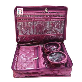 Atorakushon Satin purple Multipurpose Make Up Pouch Jewellery Cosmetic Organizer Necklace Pouches Traveling Kit 3