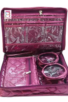 Atorakushon Satin purple Multipurpose Make Up Pouch Jewellery Cosmetic Organizer Necklace Pouches Traveling Kit