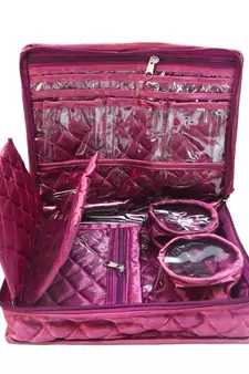 Atorakushon Satin purple Multipurpose Make Up Pouch Jewellery Cosmetic Organizer Necklace Pouches Traveling Kit