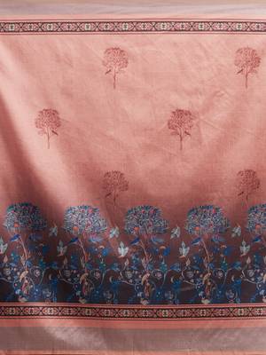 Multi Silk Blend Floral Print With Tassels Saree With Blouse 4