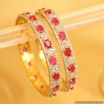 Diamond Look Elegant Ruby Bangles 1