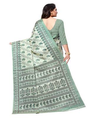 Olive. printed Silk blend saree with blouse 2