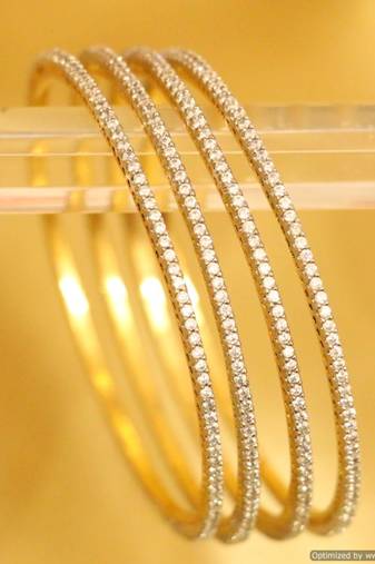 Single Line Fine Diamond Look Bangles