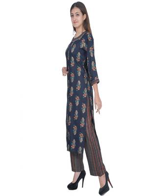 Multicolor Rayon Printed Jaipuri Kurti-Palazzo set 3