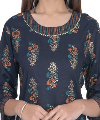 Multicolor Rayon Printed Jaipuri Kurti-Palazzo set 4