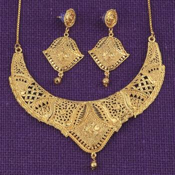 Elegant Gold Plated Traditional Jewellery Set For Women Girl 5