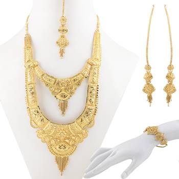 Gold Plated Adjustable Traditional Jewellery Long Set For Women Girl 1