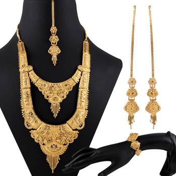 Gold Plated Adjustable Traditional Jewellery Long Set For Women Girl 2