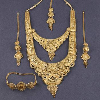 Gold Plated Adjustable Traditional Jewellery Long Set For Women Girl 3