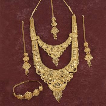 Gold Plated Adjustable Traditional Jewellery Long Set For Women Girl 4