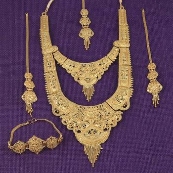Gold Plated Adjustable Traditional Jewellery Long Set For Women Girl 5