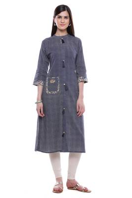 Blue printed cotton ethnic-kurtis 1