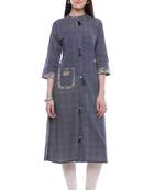 Blue printed cotton ethnic-kurtis