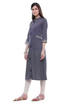 Blue printed cotton ethnic-kurtis